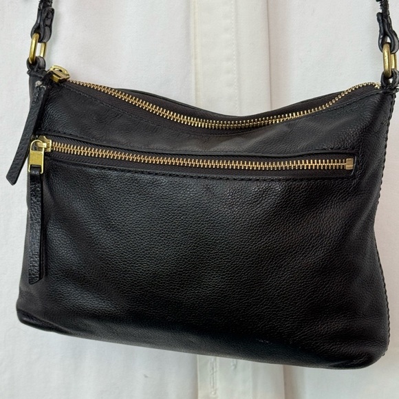 Fossil Vintage Black Pebbled Leather Crossbody GUC - Picture 3 of 11